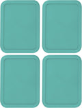 Replacement Lids fits Pyrex 3-Cup Glass Food Storage Container Bowls, (7.75 x 5.75-Inch) Plastic Rectangle Lids Covers for Pyrex 7210-PC, Airtight & Leakproof (4-Pack, Turquoise)
