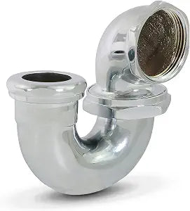Highcraft Brass Trap LA Pattern Trap 1-1/2" IPS x 1/-1/4" Basin Sink Waste Trap, Chrome Plated Brass Sink Trap for Bathroom Sink, Kitchen Sink, Tubular Drain Applications, Brass Drain Trap w/Nut