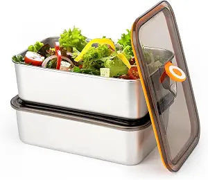 2 Pack(57oz) Stainless Steel Food Storage Containers with Lids Leak Proof & Airtight,Stackable Stainless Steel Containers for Meal PrepFruitSnackFreezer & Dishwasher Safe