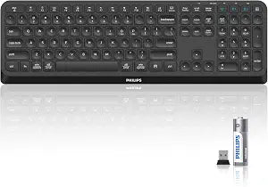 PHILIPS Full-Size Wireless Keyboard, 108 Keys with Numeric Keypad