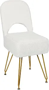 mapleway White Vanity Stool with Storage & Foldable Backrest