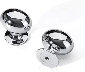 homdiy Solid Polishe Chrome Cabinet Knobs, 5 Pack 1-5/16 inch Oval Drawer Handles, Smooth Edge, Screws Included, Heavy Duty, Modern Kitchen Cabinet Hardware for Cupboard Dresser Closet
