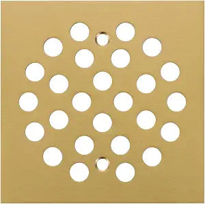 Square Style 4-1/4 inch Screw-in Shower Drainer Cover Floor Drainer Grates with Screws Brushed Golden