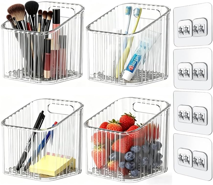 4 PCS Wall Mounted Storage Racks, Storage Containers, For Bathroom