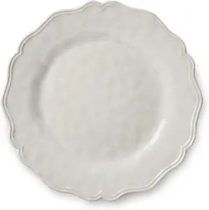 Isabella Cream 11-Inch Dinner Plate, Soft Cream Hue with Crackle Detailing & Scalloped Edges, Durable & Dishwasher Safe, Elegant Vintage-Inspired Plate for Everyday Dining & Special Occasions