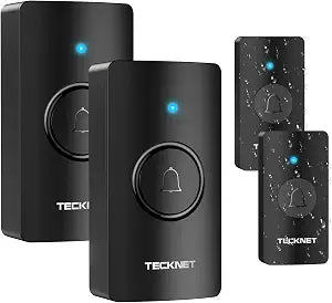 TECKNET Wireless Doorbell 1312FT, IP67 Waterproof Classroom Doorbell Battery-Powered Door Bell, 60 Chimes 5-Level Volume, 4.5-year Battery Life, Electric Doorbells No Plug-in Required for Home