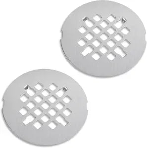 2 Pack 4-1/4 Inch OD Shower Drain Cover, 18/8 Stainless Steel Snap-in Round Shower Drain Strainer, Bathroom Shower Drain Hair Catcher Replacement Floor Drain Cover