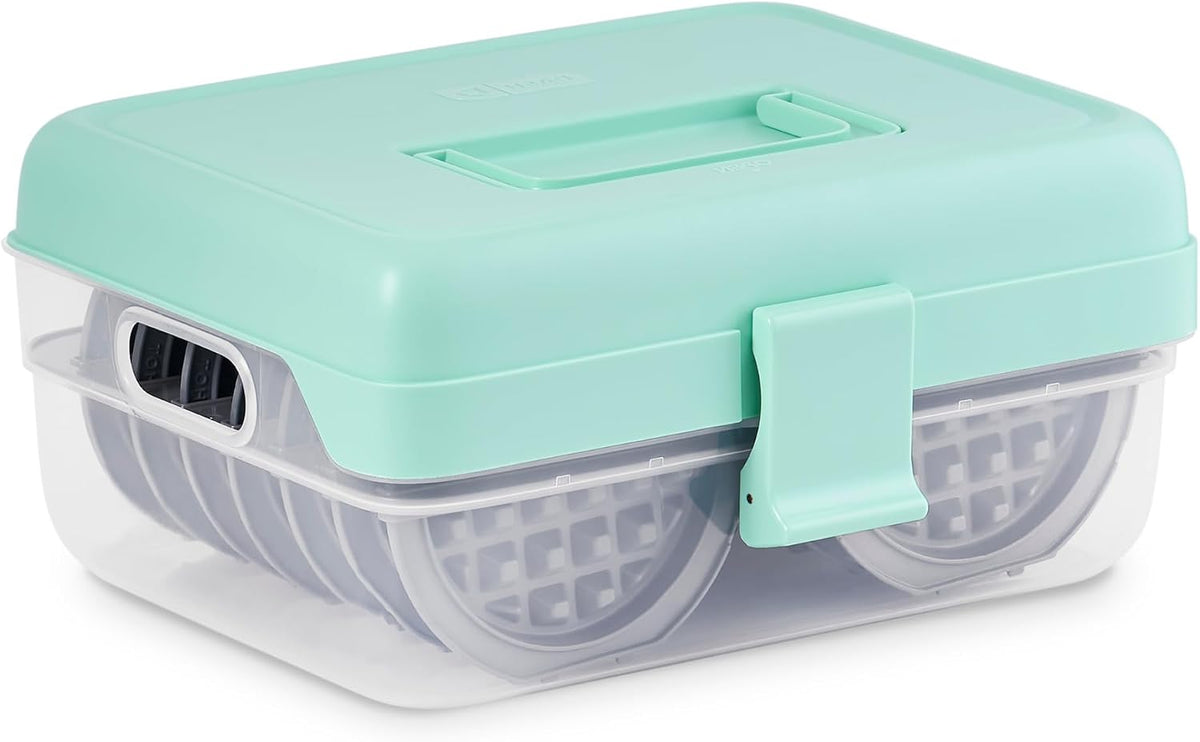 Dash MultiMaker 14-Plate Storage Case  Cabinet Organizer with Lid for Dash Mini Waffle Maker Plates, MultiMaker Mini System Removable Plate Storage, Stackable Countertop Organizer