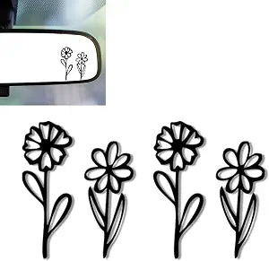 2Pcs Flowers Vinyl Sticker and Decal Car Rearview Mirrors Window Decor