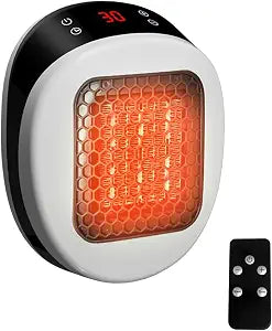 Portable Plug In Space Heater, 600W, Small Wall Heater for Indoor Use, Remote, 12H Timer, ECO Mode, Overheat Protection, Fast and Safe Heat for Bathroom Office Bedroom Home