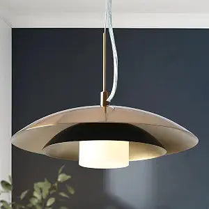 KSANA Black Gold LED Pendant Lights, 12 Electroplated Brass Metal and Acrylic Dome Shade Hanging Light for Kitchen Island, Bedroom, Dining Room, Hallway
