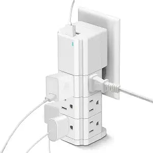 9 Outlet Extender with 2 USB Ports - Multi Plug Wall Outlet with 540 Joules Surge Protector with USB Ports - Multipurpose USB Outlet with (5V/3.1A) Fast Charging for Travel, Home & Office (White)