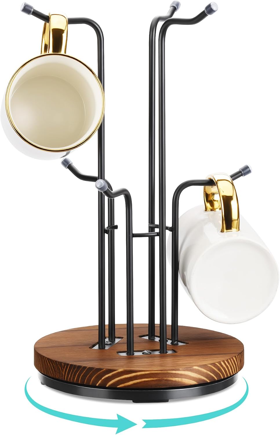 HULISEN 360 Rotating Mug Tree, Coffee Mug Holder for Large Cups, 6 Hooks