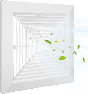 Bathroom Exhaust Fan Cover with Spring, 10.5in Vent Cover Replacement White Square Ceiling/Wall Mounted Grille Replacement Parts for Old Damaged Fan Covers, Air Diffuser Ventilation Hood