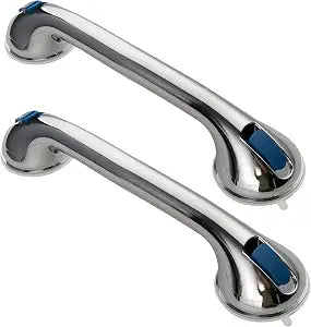 Shower Handle 16 inch Shower Grab Bar for Seniors and Elderly Strong Suction Cup Grab Bars for Bathroom and Showers Bathtub Grab Bar Waterproof No Drilling Safety Assist Handle (silver-2pack, 16Inch)