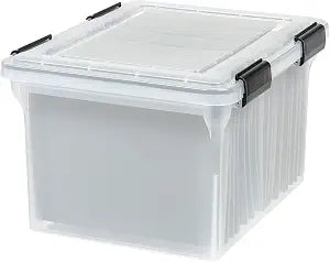 IRIS USA WeatherPro File Box Organizer, Letter/Legal, 32 Qt. Clear