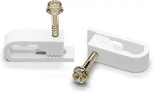 THE CIMPLE CO Dual Cable Clips with Screws - 1/2 Inch Coaxial Cable Clamps Outdoor - Exterior Cord Management for Coax, CAT Ethernet, Electrical Wire - Screw Clamps for Wires on Wall - 50 PCS, White