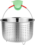 Mesh Strainer and Vegetable Steamer Basket for Pot, Instant Pot Accessories 8Qt, Stainless Steel Veggie Steamer for Cooking Broccoli, Eggs, Pasta, Quinoa - With 2 Silicone Gloves, 8 Quart