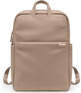 Slim Laptop Backpack for Women, Lightweight Business Backpack for Women Computer Bag Purse for Commuting, Fit 16 Inch,Champagne Brown