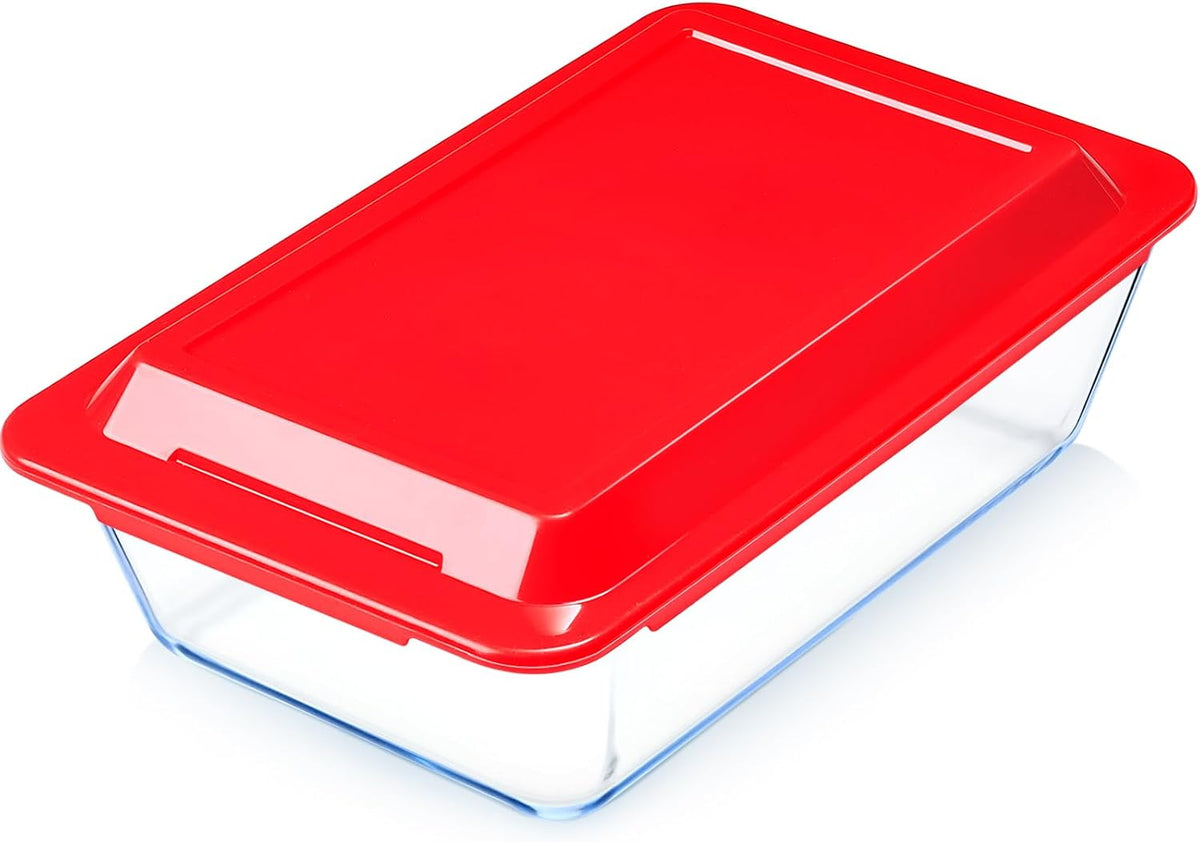 NUTRIUPS 5.7QT Rectangular Deep Large Glass Baking Dish with Lid