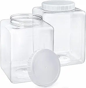 Elsjoy 2 Pack 1.3 Gallon Clear Plastic Kitchen Food Storage Jars with Lids