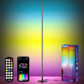RGB LED Corner Floor Lamp, Music Sync, App Remote, Ambient Lighting