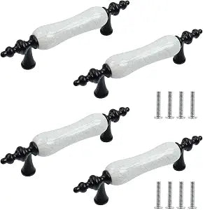 Oedema 4Pcs Ceramic Drawer Pulls 3 Inch Hole Center Black