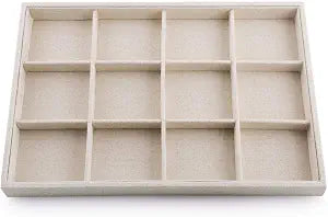 Oirlv Stackable Jewelry Tray,Linen Jewelry Organizer for Drawer