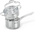 SUNHOUSE 2 QT Stainless Steel Saucepan with Lid and Steamer Basket Insert