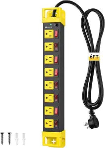 KeBen 6FT Heavy Duty Power Strip,8 Outlet Individual Switches-15A/1875W