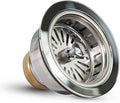 Highcraft Heavy Duty Kitchen Sink Drain Assembly 3-1/2 Inch Stainless Steel Strainer Basket & Stopper, Standard Sink Drain