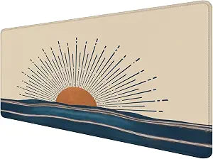Vintage Boho Sun Sunrise Large Mouse Pad 31.5x15.7inch, Sunshine Sunset Large Extended Computer Desk Mat Mousepad for Keyboard and Mouse, Boho Desk Accessories