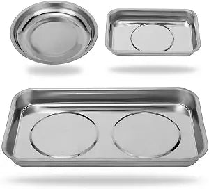 VASTOOLS Magnetic Tray Holder 3pc,for Socket Screw Nuts Bolts Metal Parts,Extra Strong Magnet,Thickened Tray,Stainless Steel