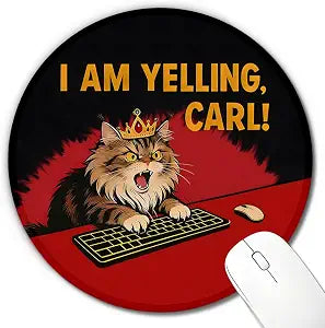 Funny Office Cat Round Mouse Pad for Desk Accessories 7.9x7.9 in