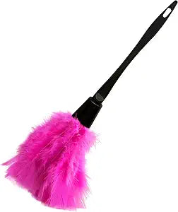 14 Inch Turkey Feather Duster  Lightweight Cleaning Brush for Home, Office, Furniture, Blinds, and Electronics (Rose Red)