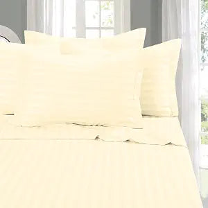 Elegant Comfort Stripe 6-Piece Bed Sheet Set, Cal King, Ivory/Cream