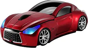 elec Space Cool Sport Car Shape 2.4GHz Wireless Mouse Optical Cordless Mice with USB Receiver for PC Laptop Computer 1600DPI 3 Buttons