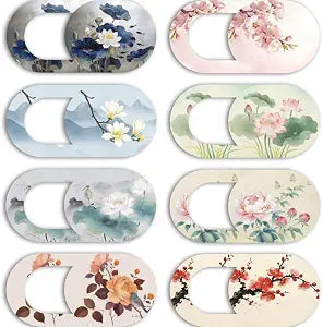 8Pcs 8 Styles Laptop Camera Cover Slide Flowers Privacy Guard Accessories, 0.04 Inch Ultra Thin Webcam Cover Protector Blocker for Desktop Computer Tablet Notebook Mini PC Home Office Use