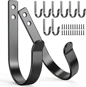 10 Pack Large Black Metal Wall Hooks for Coats and Towels