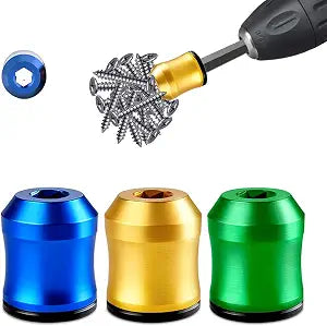 3PCS Strong Magnetic Screw Ring, 1/4 Inch Universal Magnetic Screw Holder, Removable Magnetic Screwdriver Drill Bit Holder with Anti-Slip Design for Hand & Power Screwdriver Bits