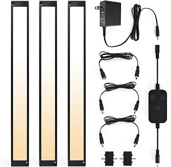 3pack 12inch Dimmable LED Under Cabinet Light Kit, 2700K to 6000K Smart LED Under Counter Lighting Fixture, Compatible with Alexa, Google Assistant, for Kitchen, Pantry, Shelf (Black)