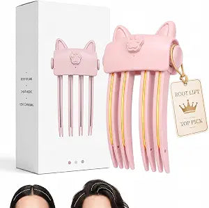 Root Volumizing Heating Comb, Heated Root Volumizer Clip with 2 Heat Settings, Type-C Rechargeable Root Lift Clip for Fine Flat Hair, Crown and Bangs, Pink