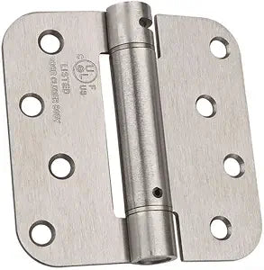 Dynasty 4" Spring Door Hinge, 5/8" Radius, Satin Nickel, 2-Pack