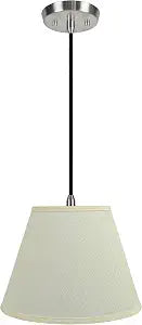 Aspen Creative, Eggshell, 72623-11 One Hanging Pendant Ceiling Light with Transitional Hardback Empire Fabric Lamp Shade, 12" Width