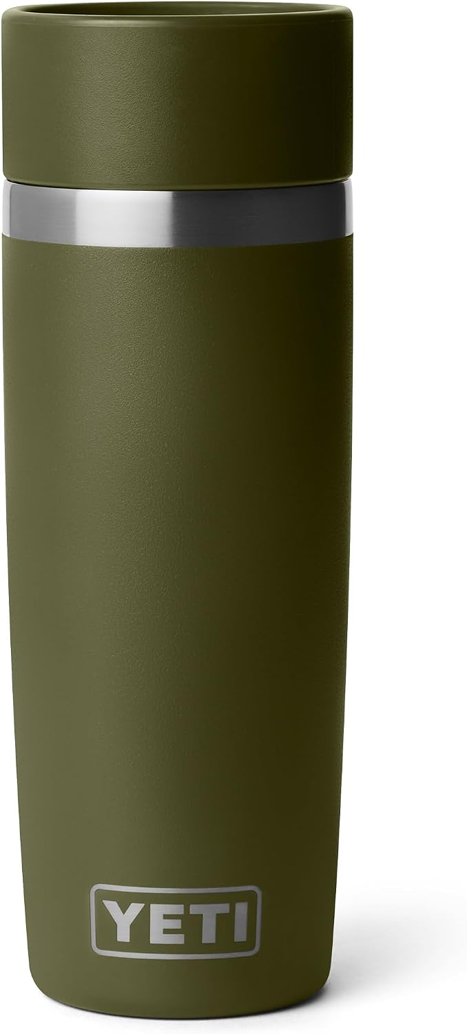 YETI Rambler 16 oz Travel Bottle, Stainless Steel, Vacuum Insulated with Leakproof Commuter Cap, Olive/King Crab Orange