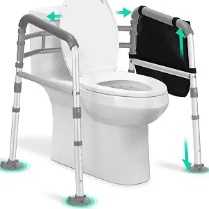 TABEKE Foldable Toilet Safety Rails & Adjustable Frames for Seniors