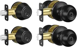 Estmoon 2 Pack Exterior Door Lock Set Matte Black Door Locks for Front Door