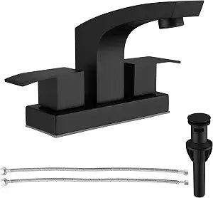Centerset Bathroom Faucet Stainless Steel Matte Black 4 inch 2 Hole