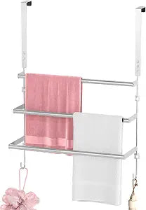 FLE Over The Door Towel Rack, Door Towel Bar, Brush Nickel