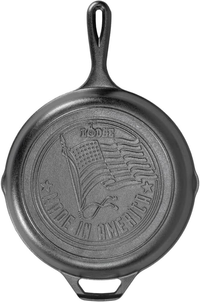 Lodge Cast Iron Skillet with American Flag Design, 10.25 Inches